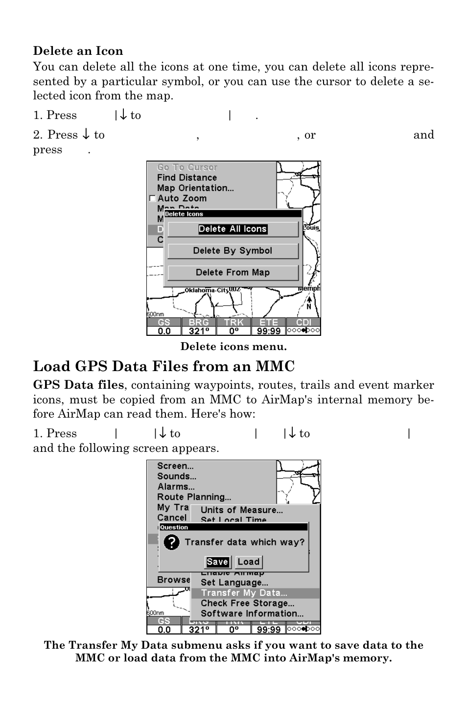 Load gps data files from an mmc | Lowrance electronic AirMap 1000 User Manual | Page 70 / 148