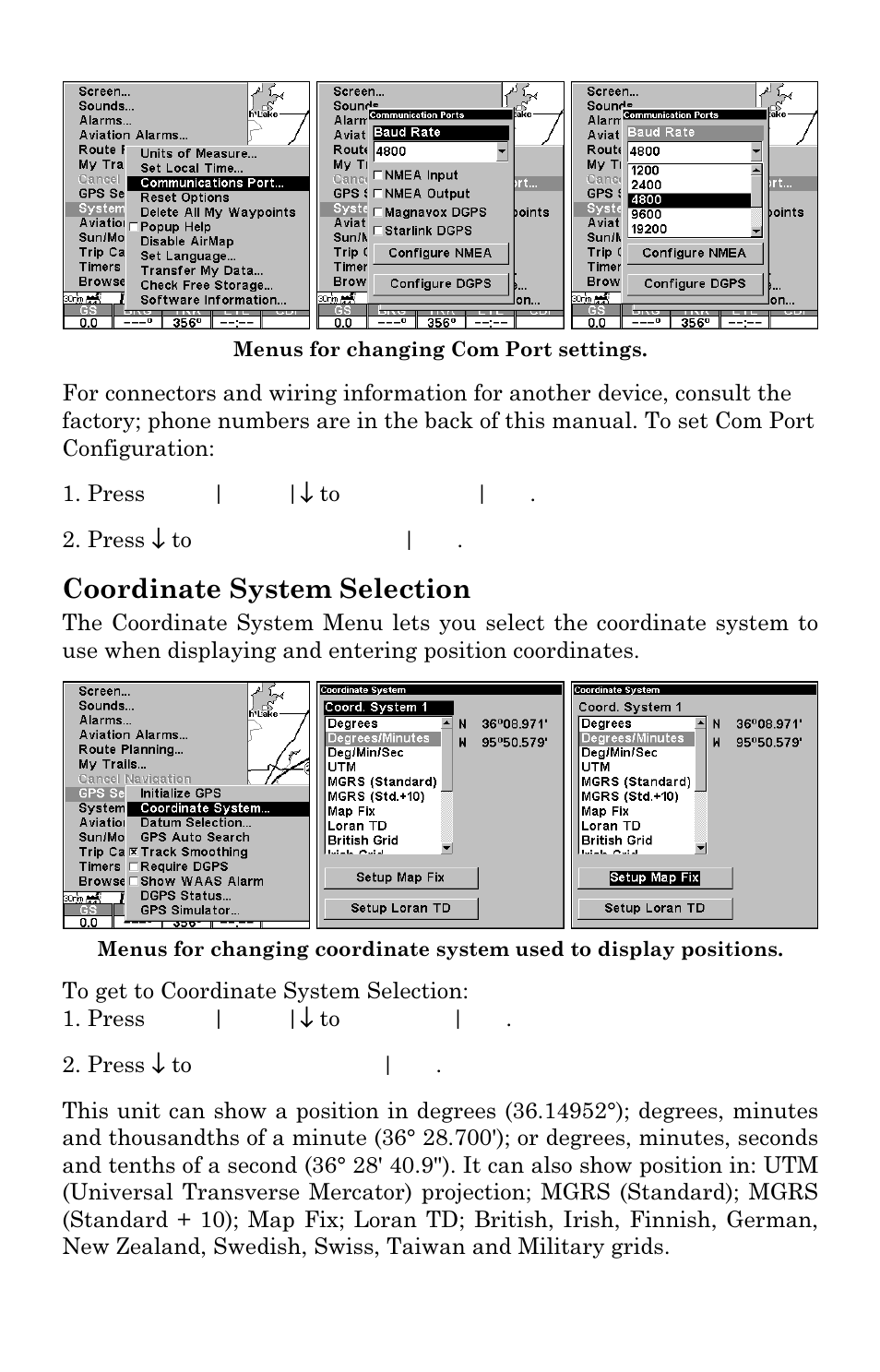 Coordinate system selection | Lowrance electronic AirMap 1000 User Manual | Page 89 / 148