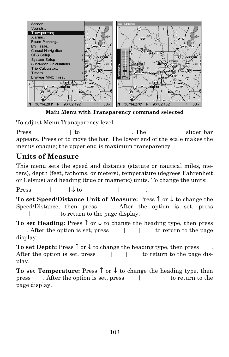 Units of measure | Lowrance electronic 480C User Manual | Page 109 / 140