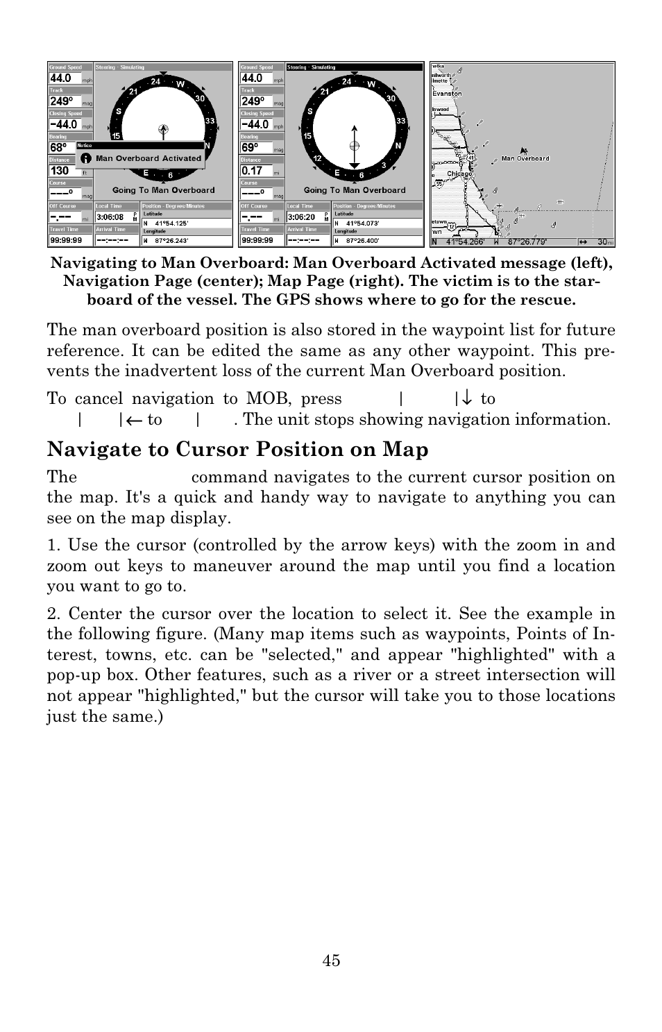 Navigate to cursor position on map | Lowrance electronic 480C User Manual | Page 51 / 140