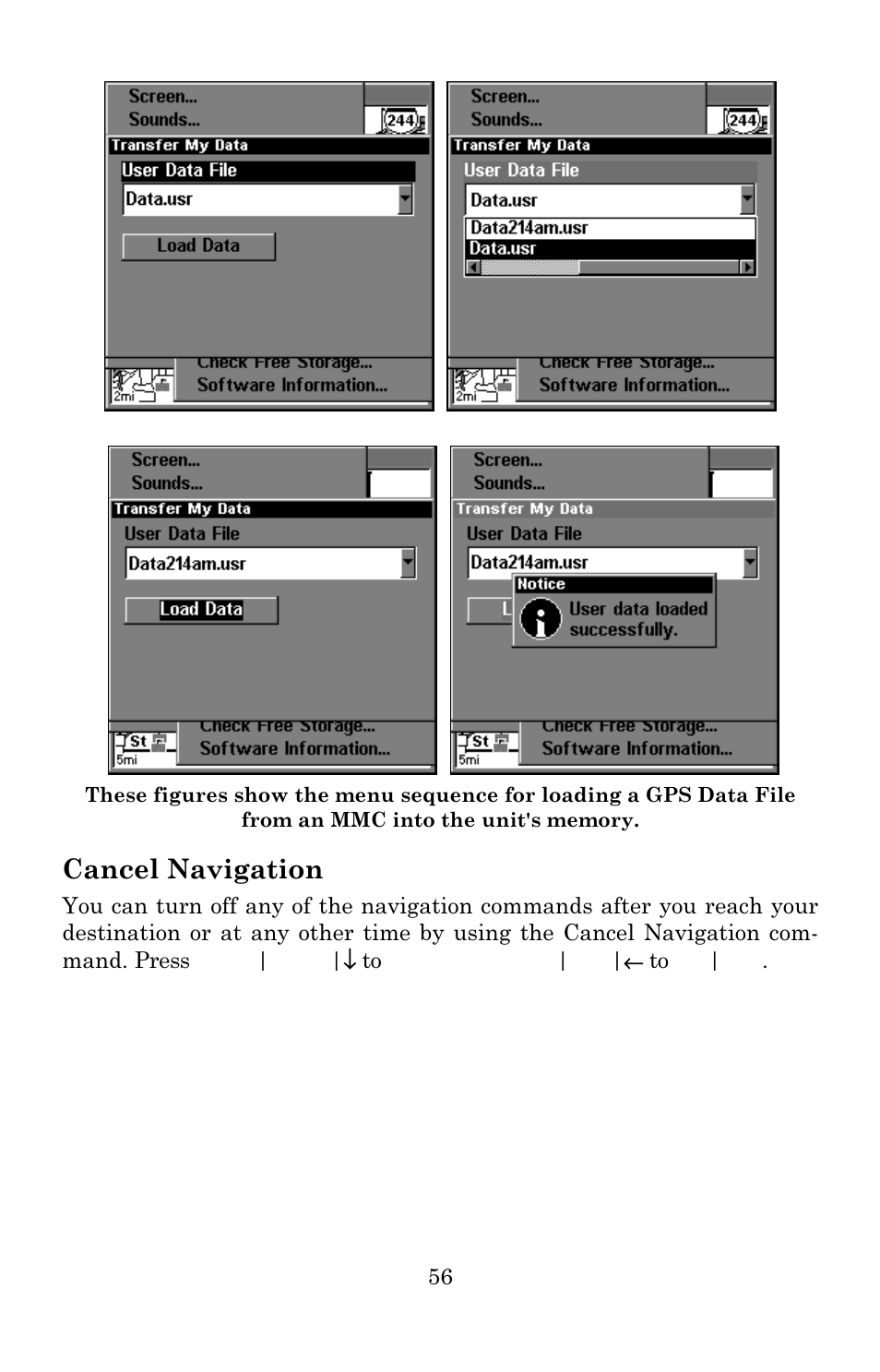 Cancel navigation | Lowrance electronic 480C User Manual | Page 62 / 140