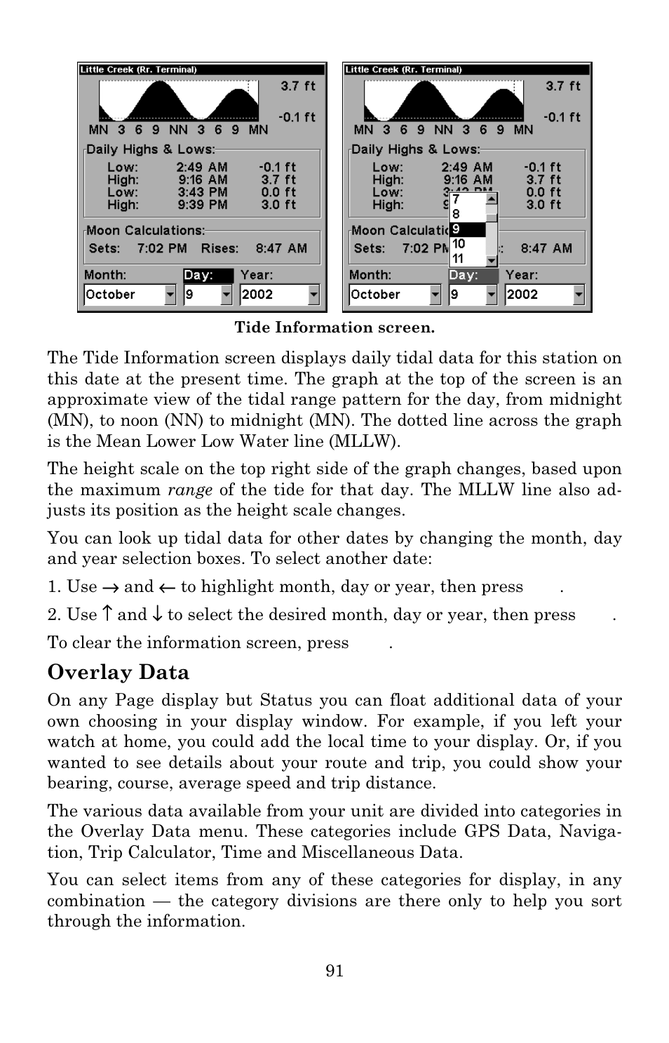 Overlay data | Lowrance electronic 480C User Manual | Page 97 / 140