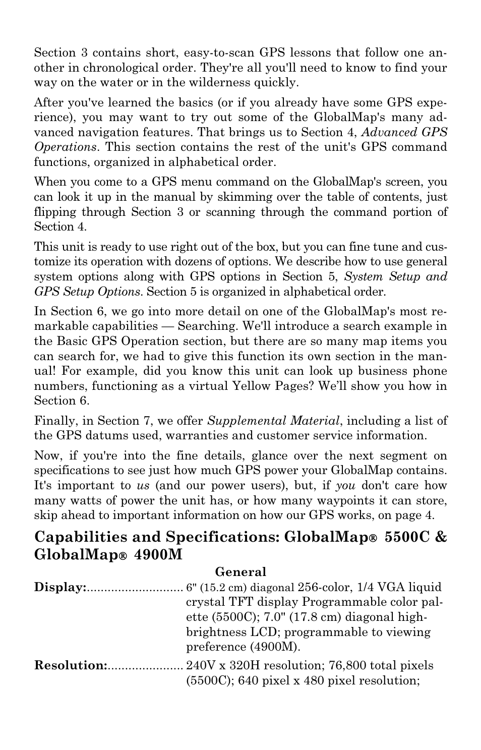 Capabilities and specifications: globalmap, 5500c & globalmap, 4900m | Lowrance electronic Lowrance GlobalMap 5500C User Manual | Page 8 / 136