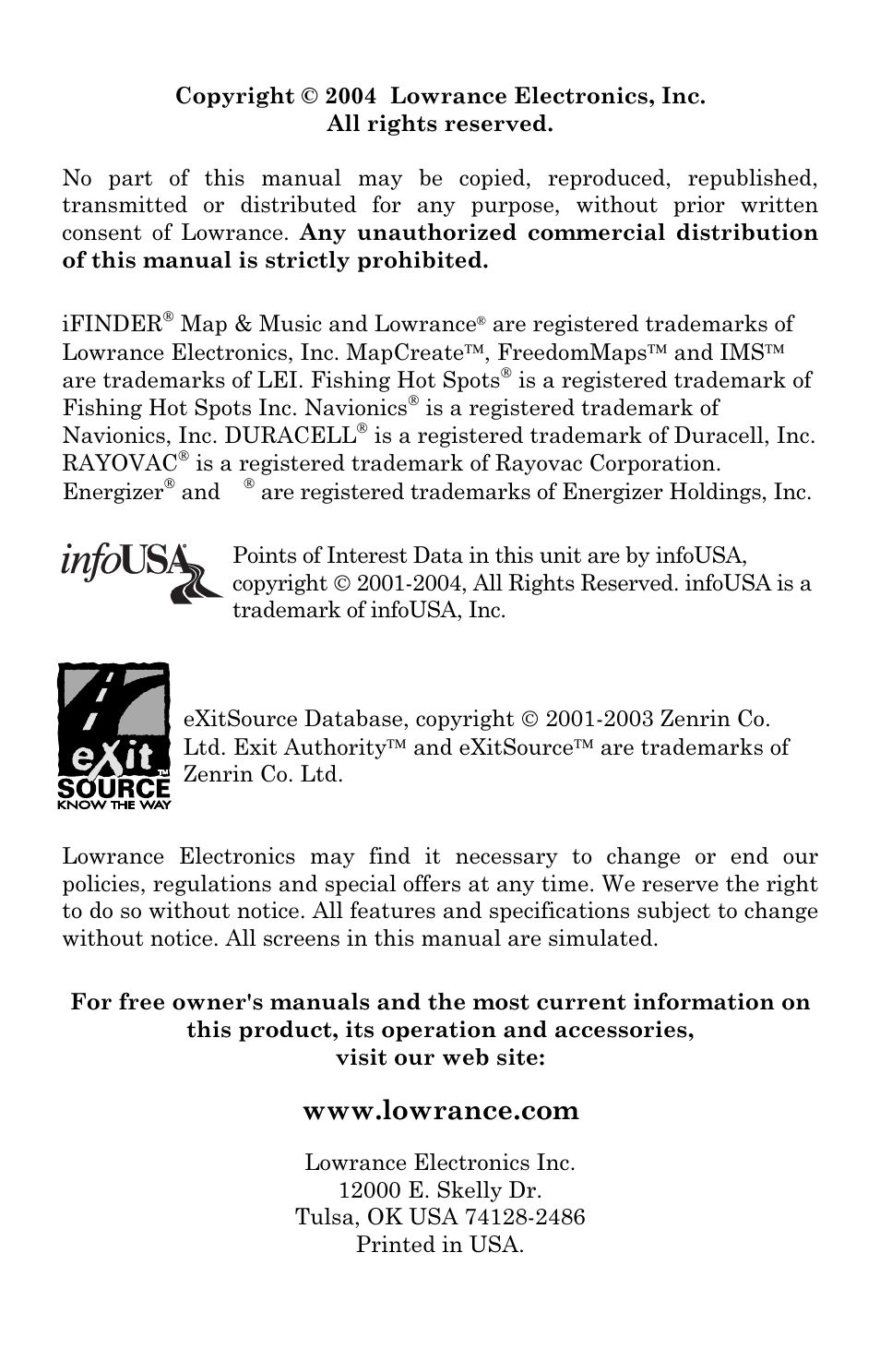 Lowrance electronic iFINDER M-M User Manual | Page 2 / 116