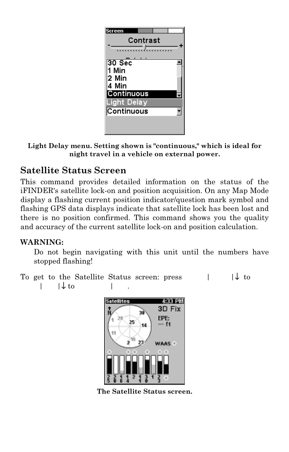 Satellite status screen | Lowrance electronic iFINDER M-M User Manual | Page 81 / 116