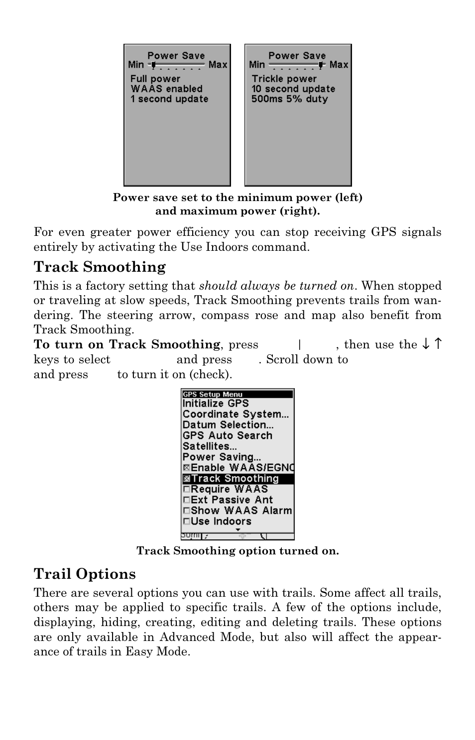 Track smoothing, Trail options | Lowrance electronic Lowrance iFINDER Explorer User Manual | Page 108 / 140