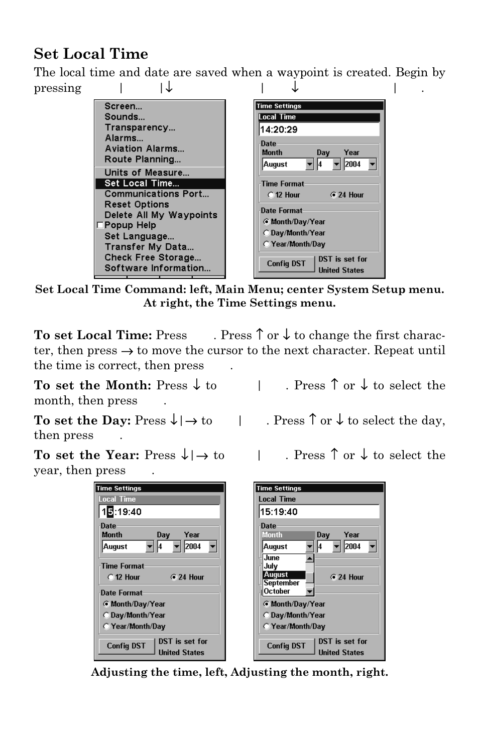 Set local time | Lowrance electronic AirMap 2000C User Manual | Page 107 / 148