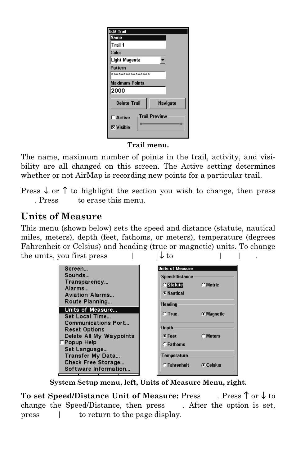 Units of measure | Lowrance electronic AirMap 2000C User Manual | Page 112 / 148