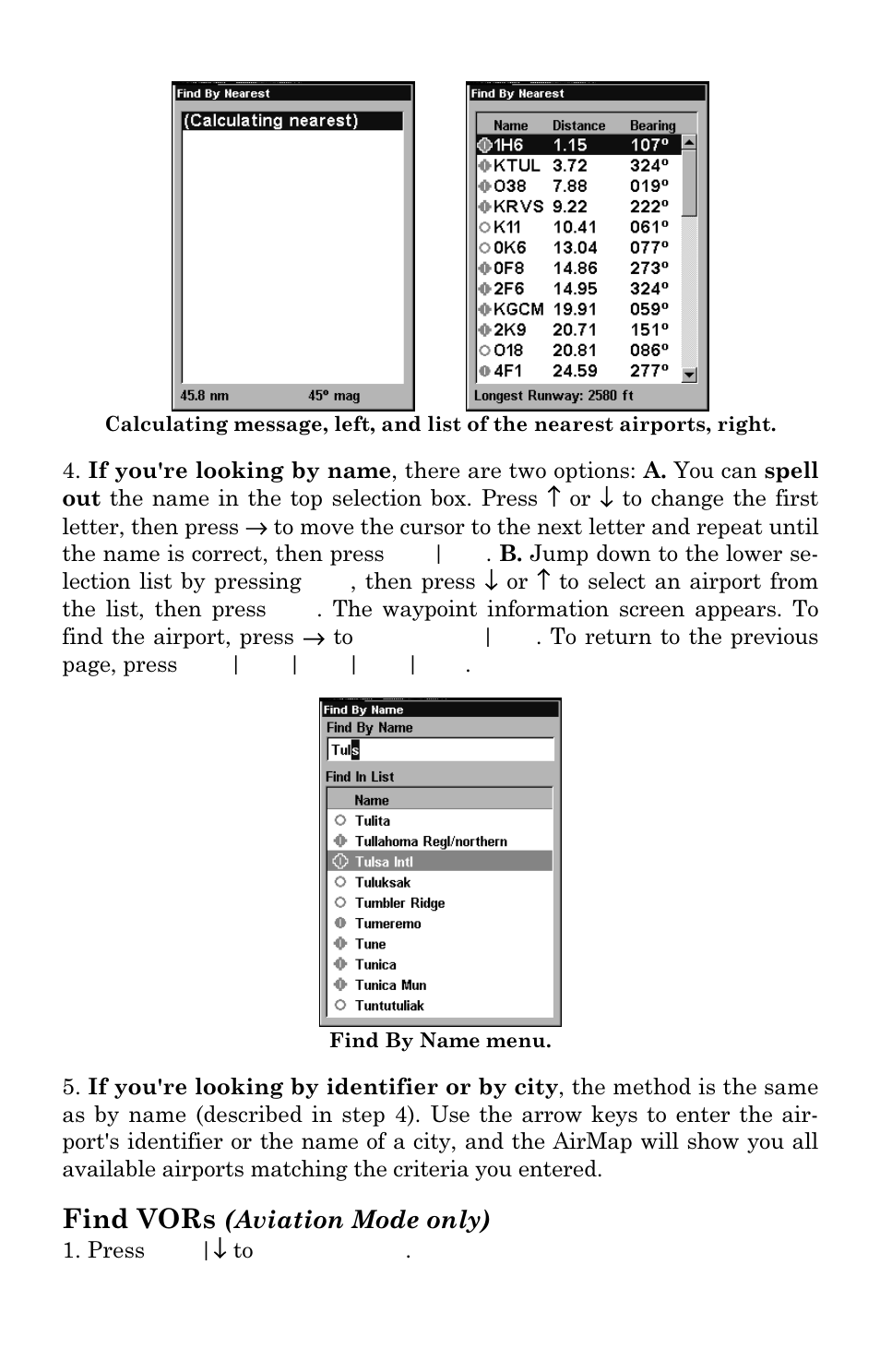 Find vors, Aviation mode only) | Lowrance electronic AirMap 2000C User Manual | Page 117 / 148