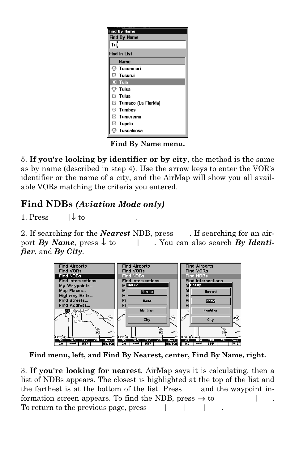 Find ndbs, Aviation mode only) | Lowrance electronic AirMap 2000C User Manual | Page 119 / 148