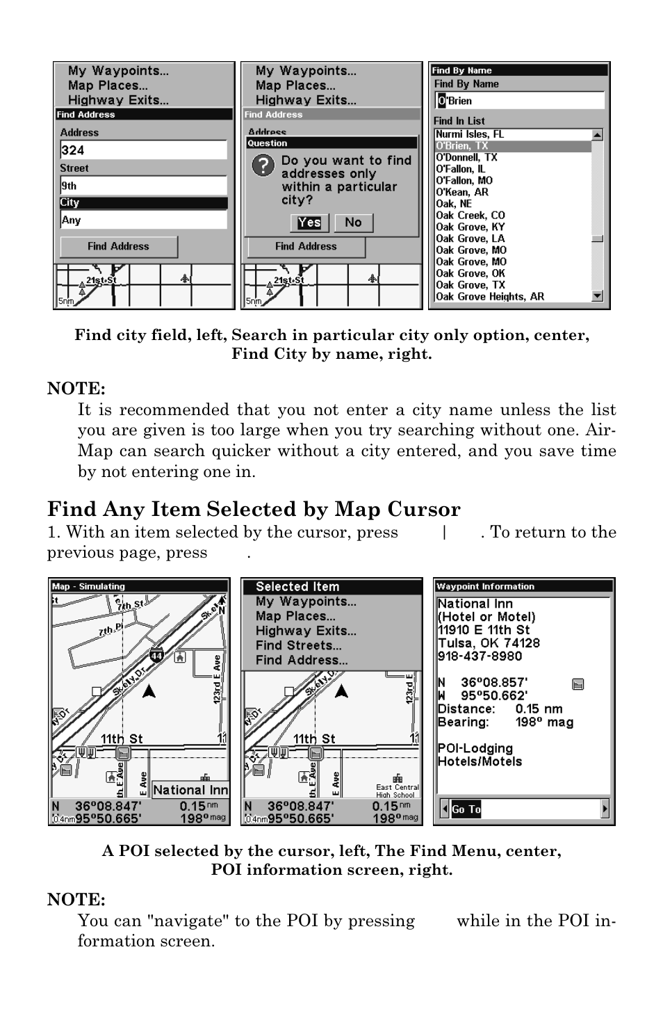 Find any item selected by map cursor | Lowrance electronic AirMap 2000C User Manual | Page 124 / 148