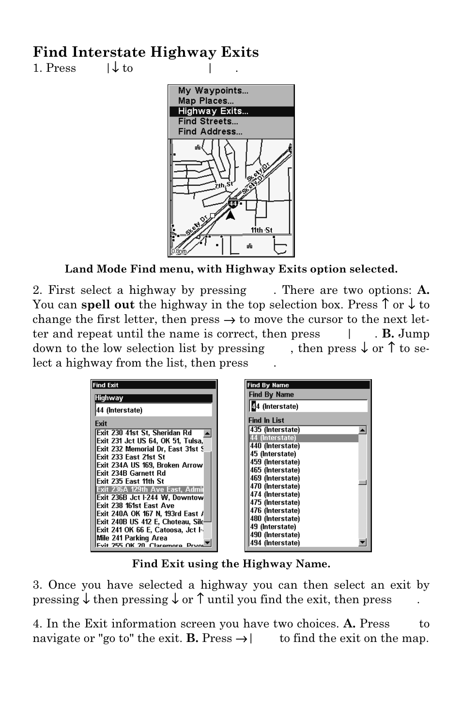 Find interstate highway exits | Lowrance electronic AirMap 2000C User Manual | Page 125 / 148