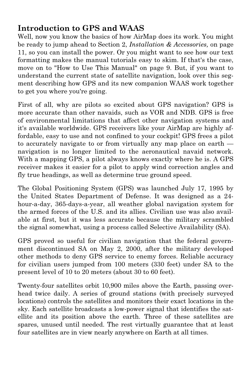 Introduction to gps and waas | Lowrance electronic AirMap 2000C User Manual | Page 13 / 148