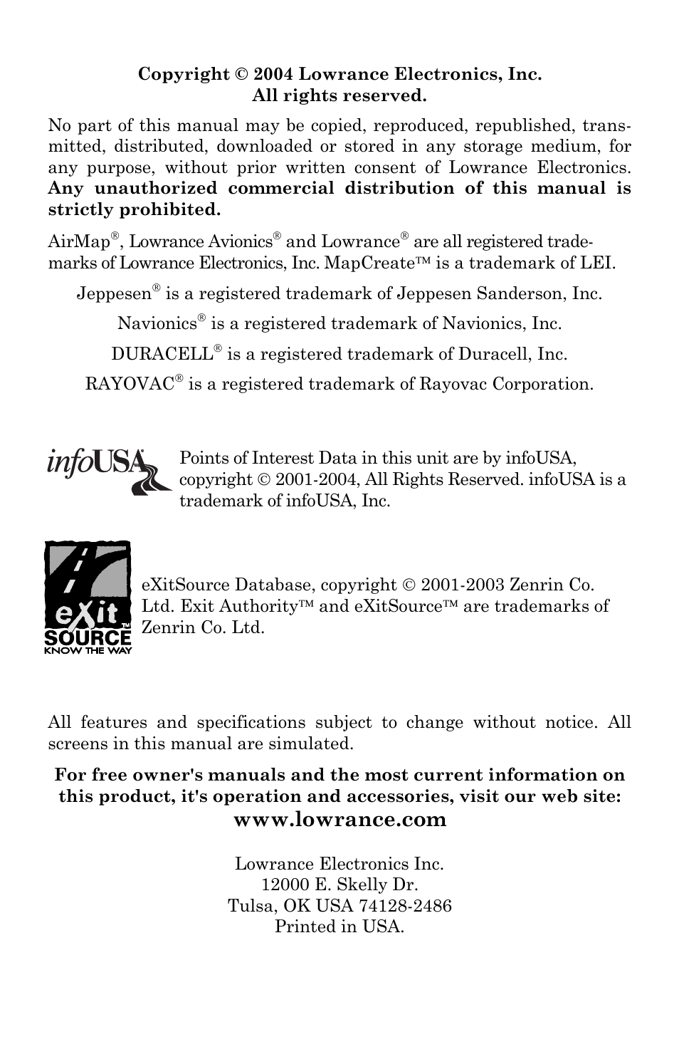 Lowrance electronic AirMap 2000C User Manual | Page 2 / 148