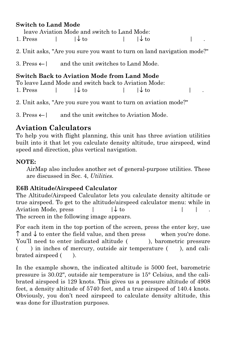 Aviation calculators | Lowrance electronic AirMap 2000C User Manual | Page 60 / 148