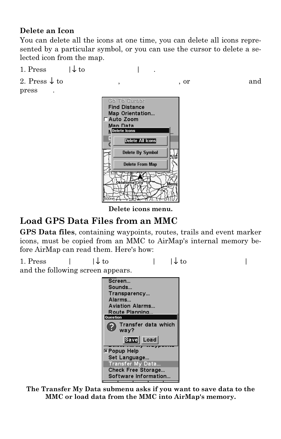 Load gps data files from an mmc | Lowrance electronic AirMap 2000C User Manual | Page 70 / 148