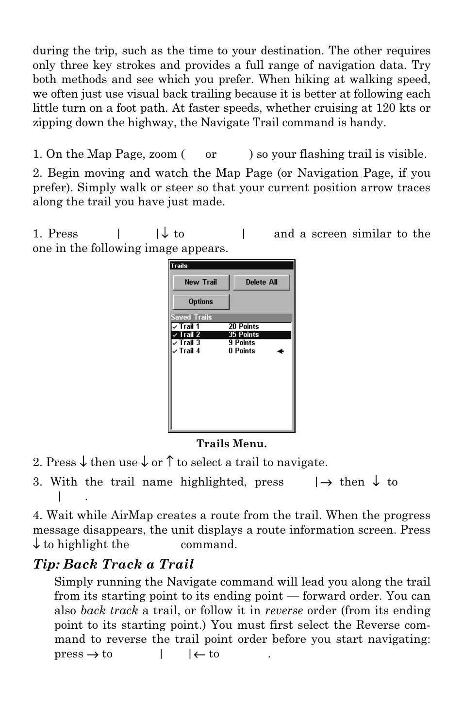 Tip: back track a trail | Lowrance electronic AirMap 2000C User Manual | Page 73 / 148