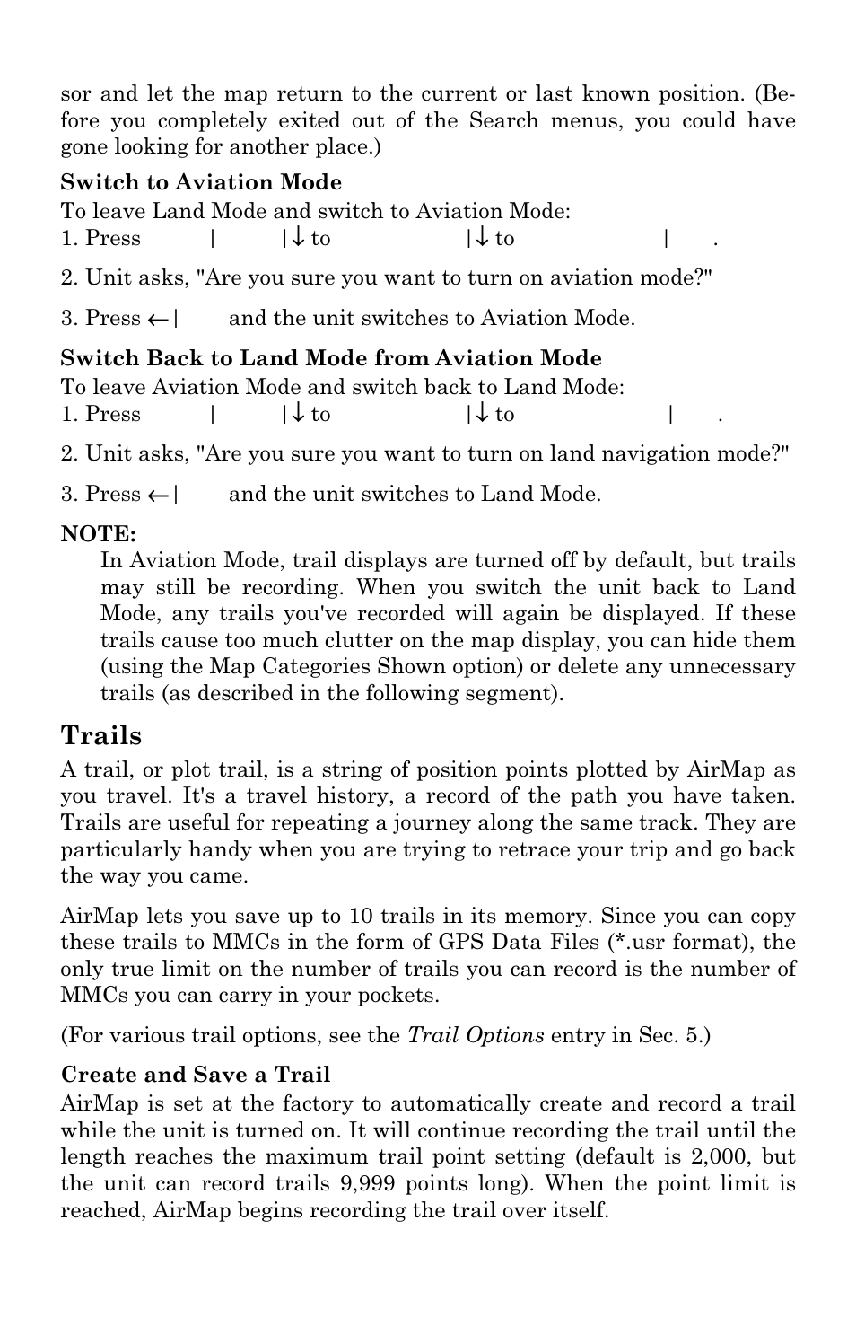 Trails | Lowrance electronic AirMap 2000C User Manual | Page 80 / 148