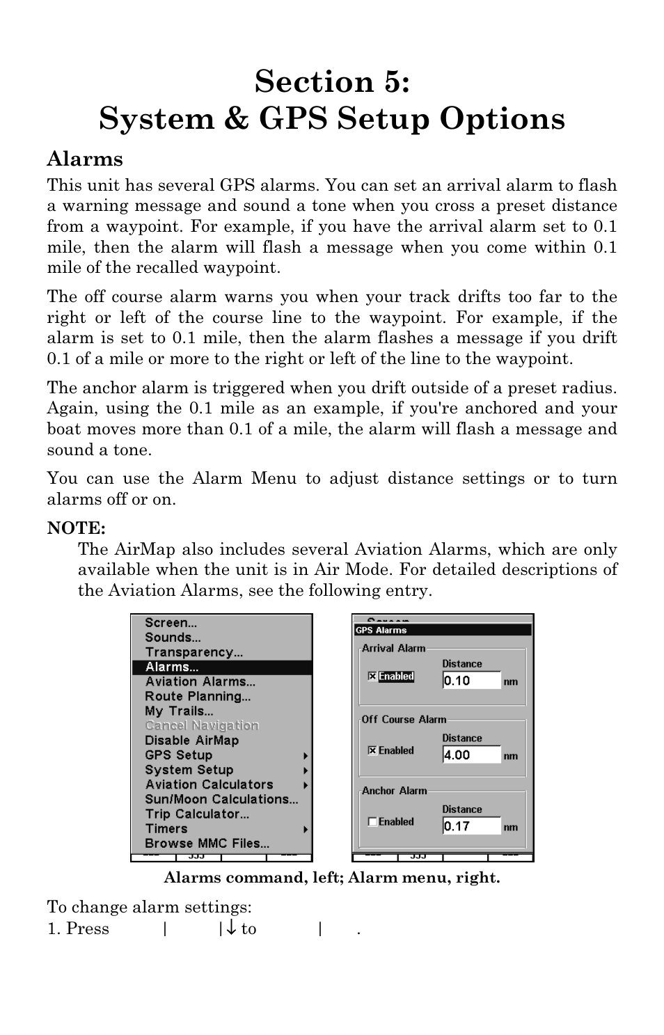 Alarms | Lowrance electronic AirMap 2000C User Manual | Page 85 / 148