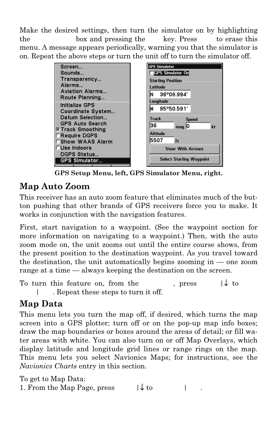 Map auto zoom, Map data | Lowrance electronic AirMap 2000C User Manual | Page 94 / 148