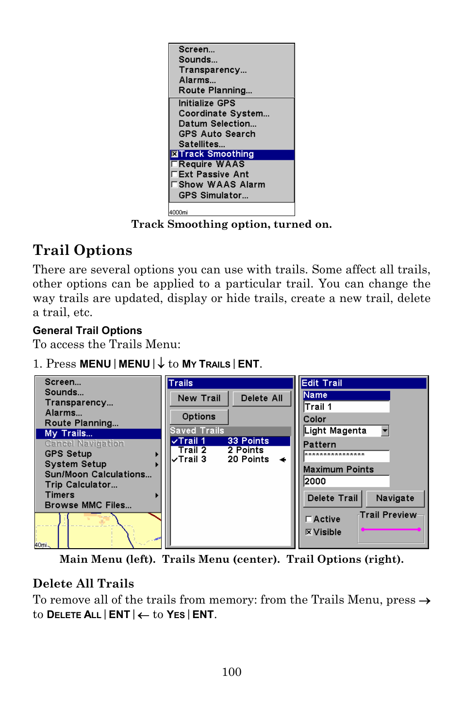 Trail options | Lowrance electronic 5150C User Manual | Page 106 / 140