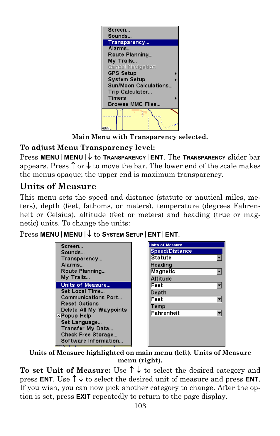 Units of measure | Lowrance electronic 5150C User Manual | Page 109 / 140