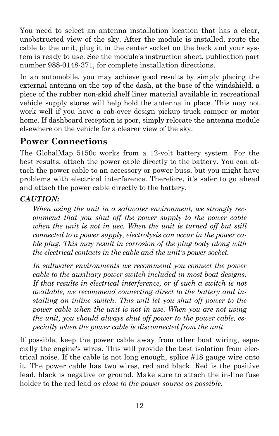 Power connections | Lowrance electronic 5150C User Manual | Page 18 / 140