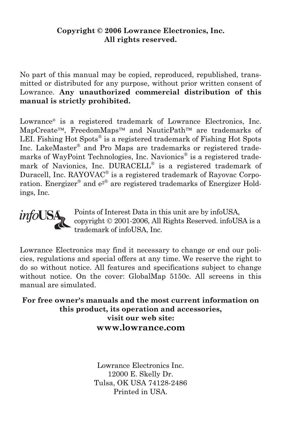 Lowrance electronic 5150C User Manual | Page 2 / 140