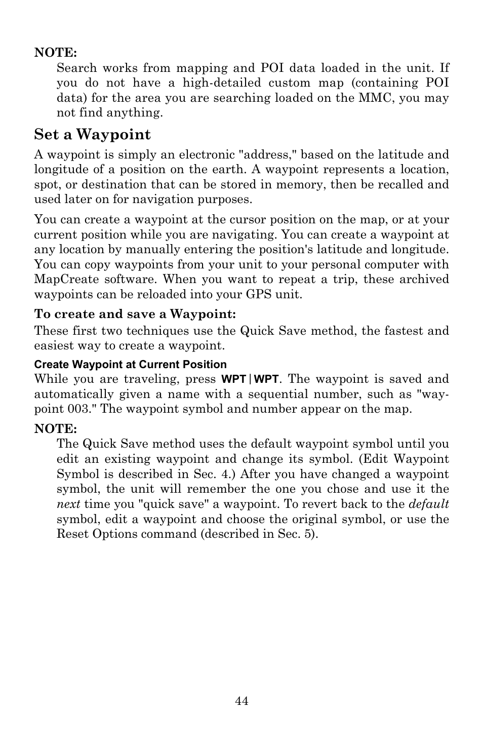 Set a waypoint | Lowrance electronic 5150C User Manual | Page 50 / 140