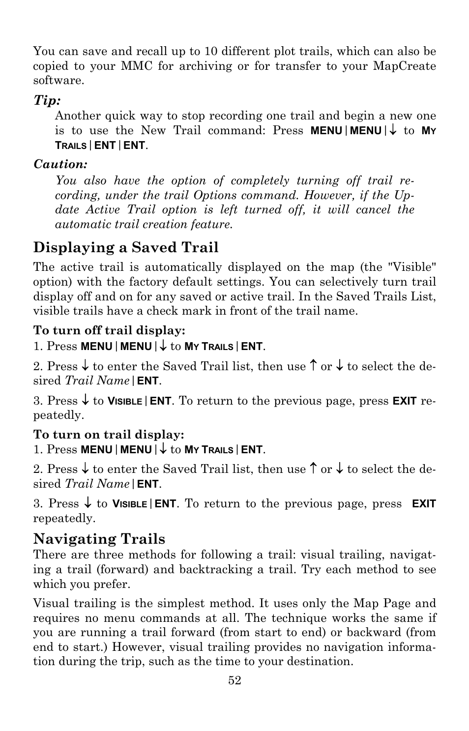 Displaying a saved trail, Navigating trails | Lowrance electronic 5150C User Manual | Page 58 / 140