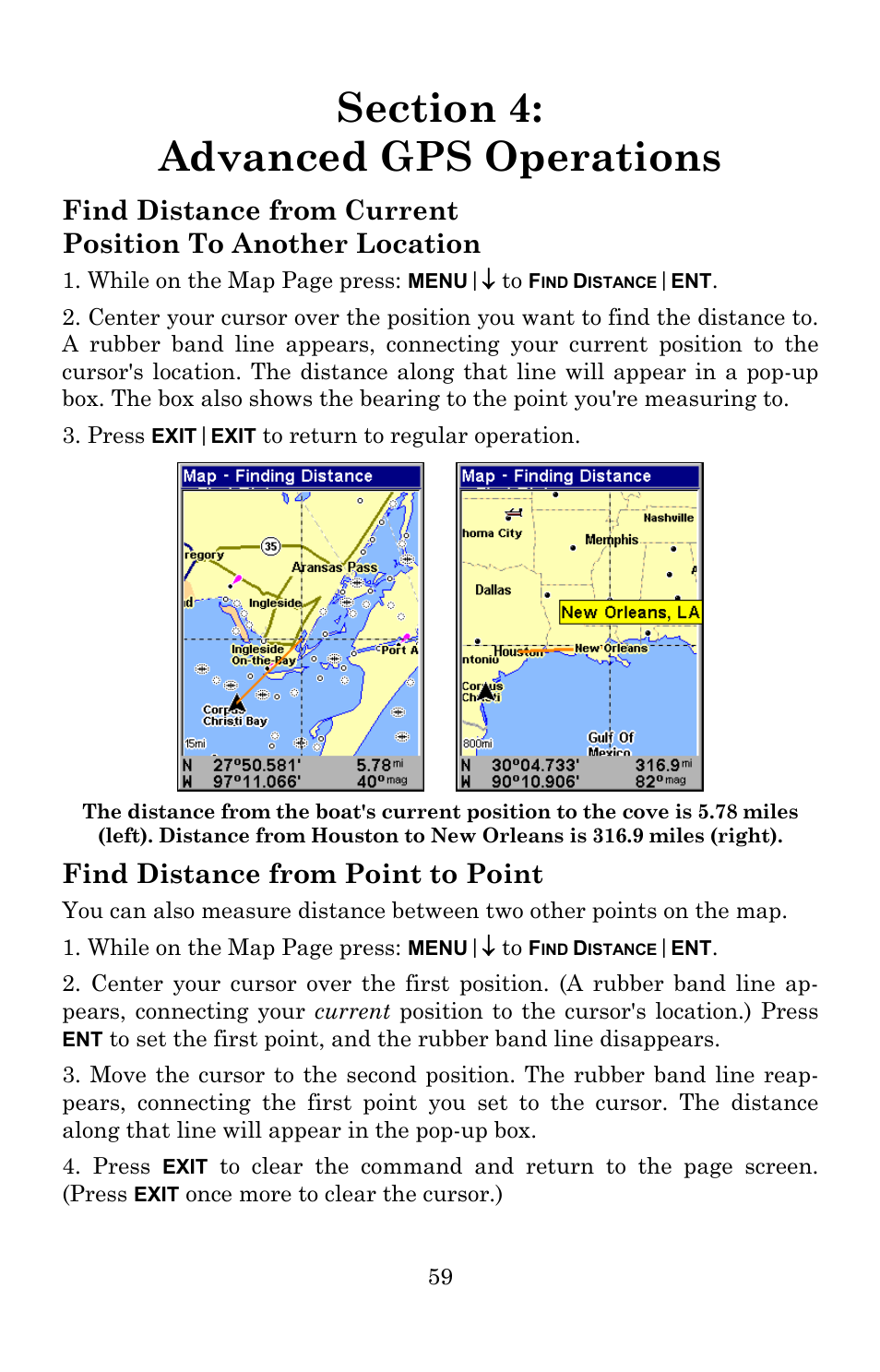 Find distance from point to point | Lowrance electronic 5150C User Manual | Page 65 / 140