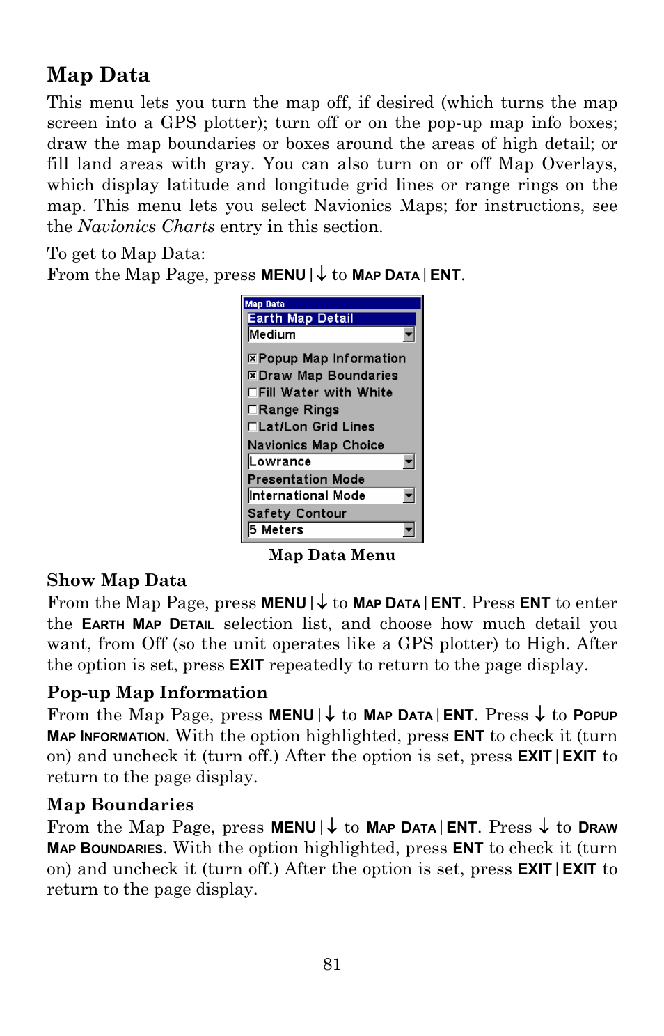 Map data | Lowrance electronic 5150C User Manual | Page 87 / 140