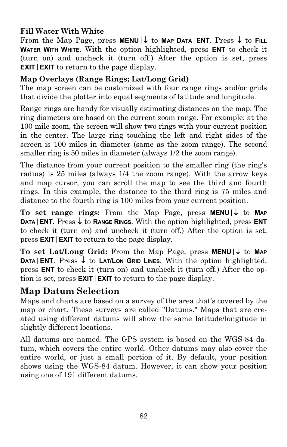 Map datum selection | Lowrance electronic 5150C User Manual | Page 88 / 140