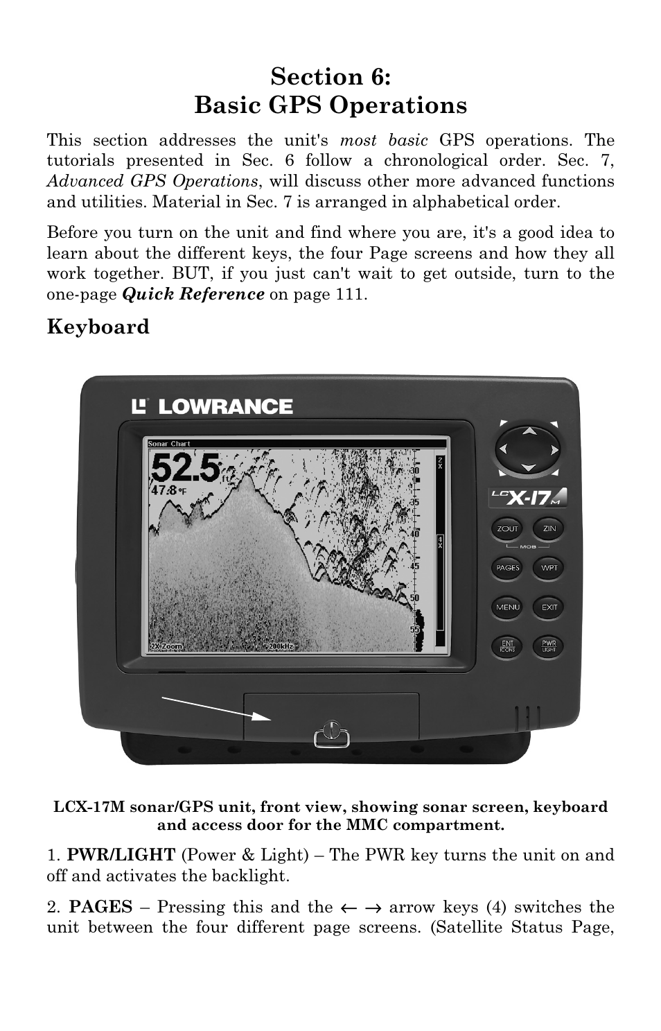 Keyboard | Lowrance electronic LCX-17M User Manual | Page 107 / 204