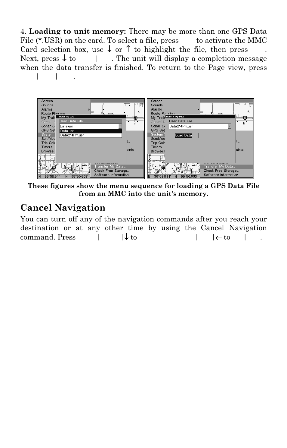 Cancel navigation | Lowrance electronic LCX-17M User Manual | Page 136 / 204