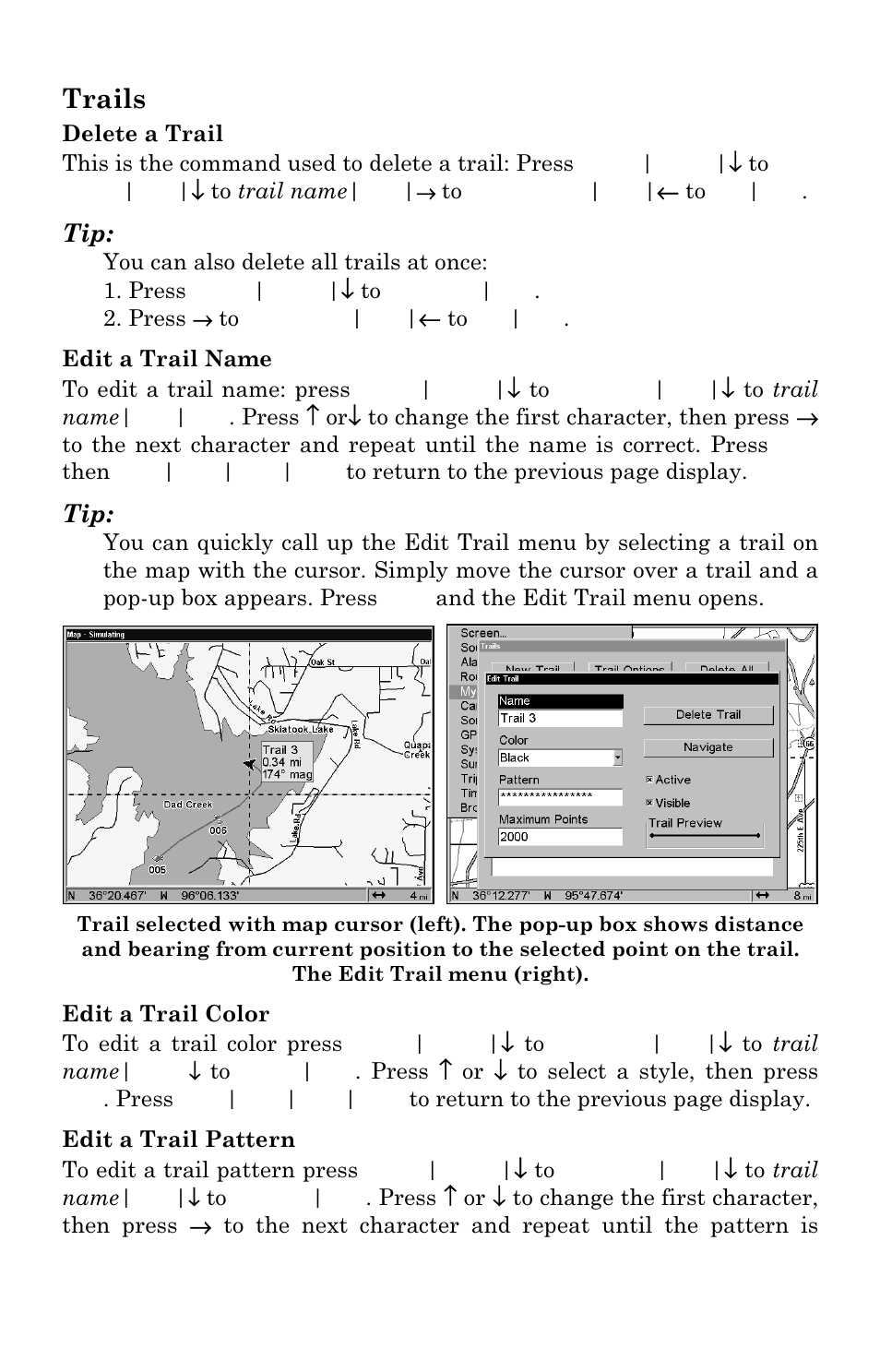 Trails | Lowrance electronic LCX-17M User Manual | Page 145 / 204