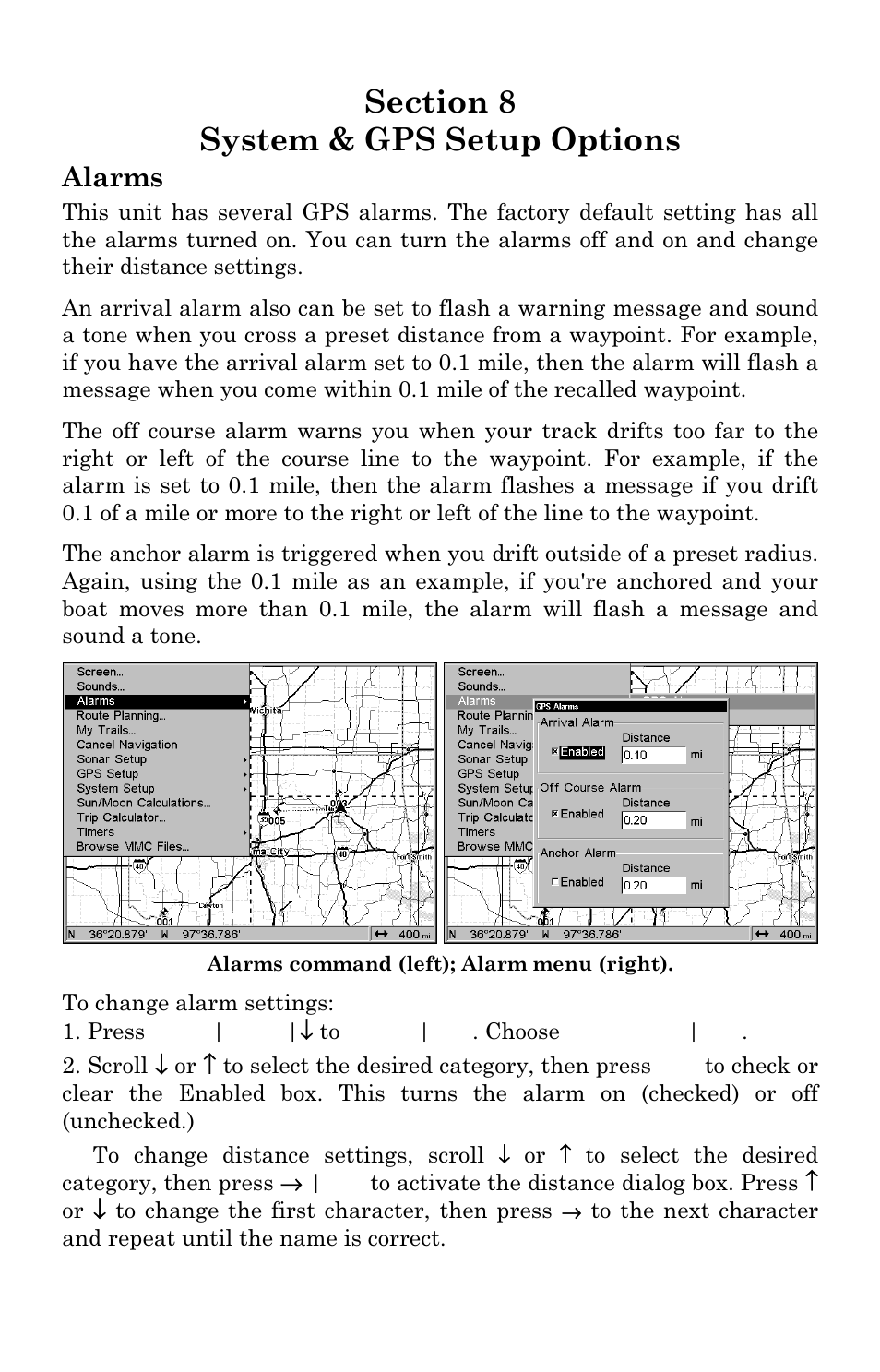 Alarms | Lowrance electronic LCX-17M User Manual | Page 149 / 204