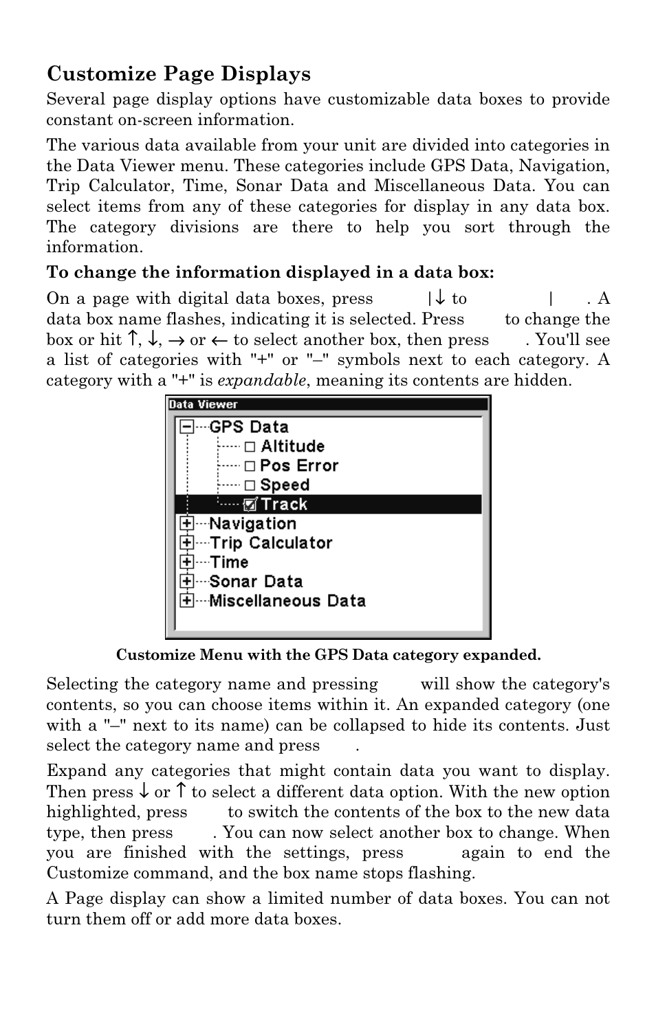 Customize page displays | Lowrance electronic LCX-17M User Manual | Page 155 / 204