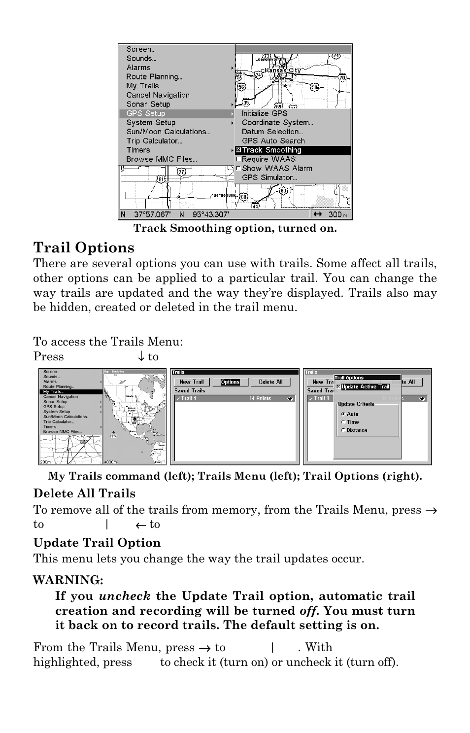 Trail options | Lowrance electronic LCX-17M User Manual | Page 173 / 204