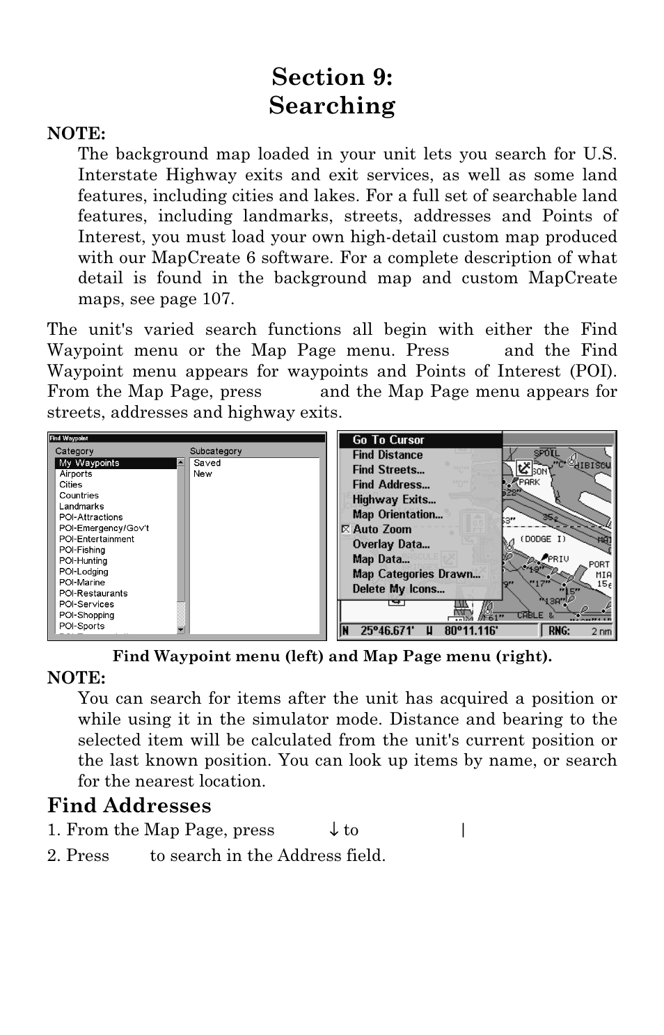 Find addresses | Lowrance electronic LCX-17M User Manual | Page 177 / 204