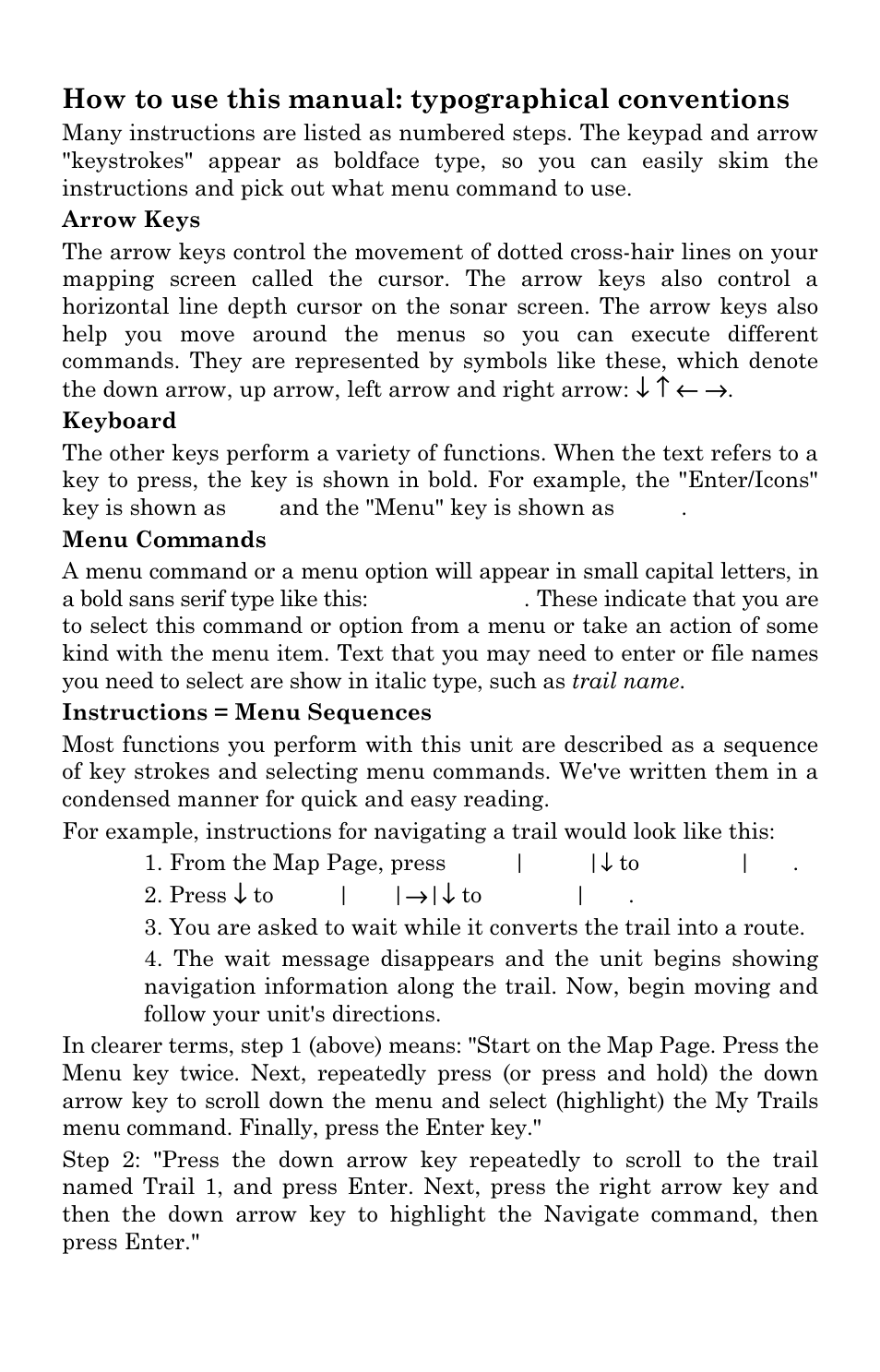 How to use this manual: typographical conventions | Lowrance electronic LCX-17M User Manual | Page 19 / 204