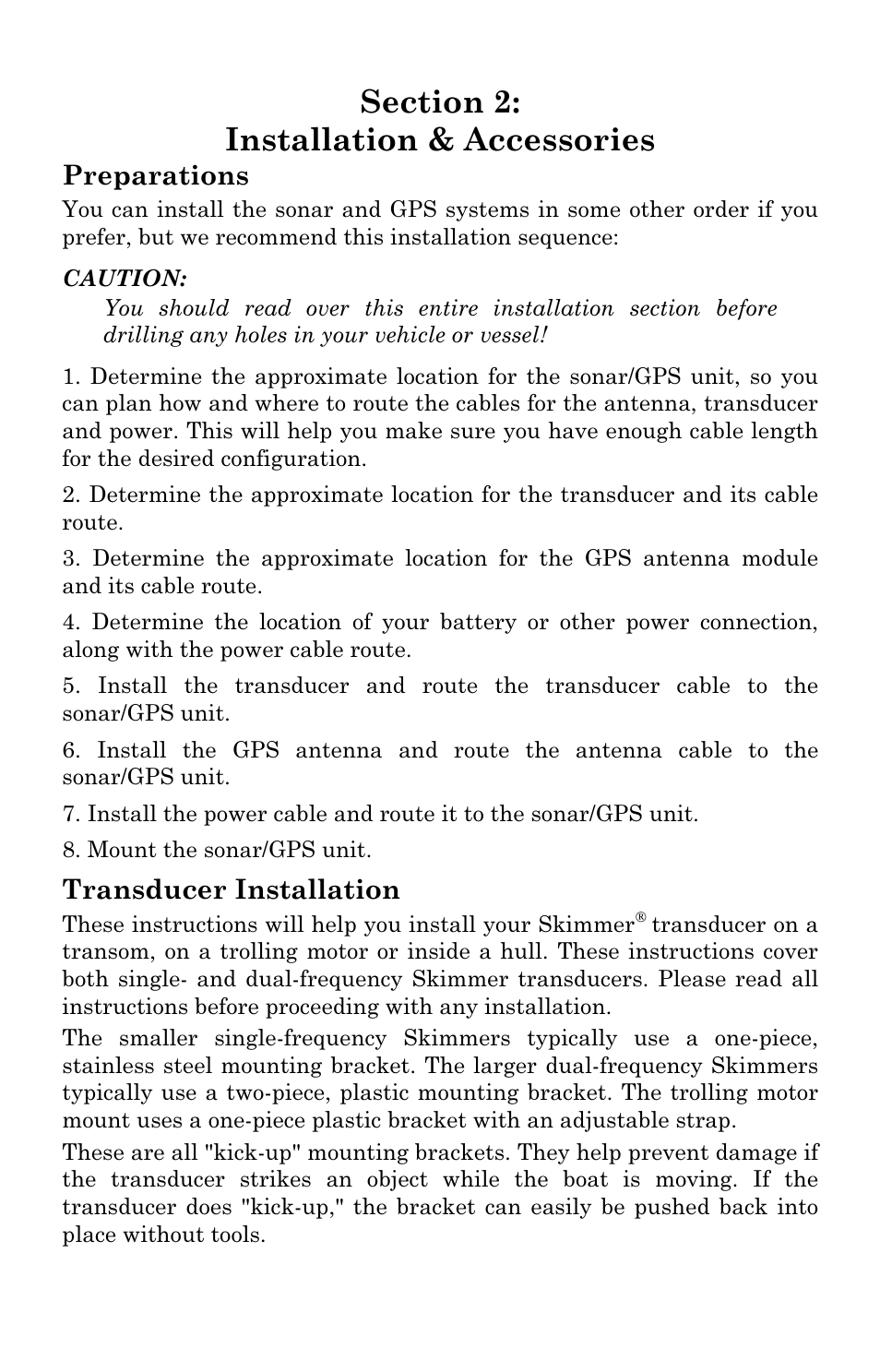 Preparations, Transducer installation | Lowrance electronic LCX-17M User Manual | Page 21 / 204