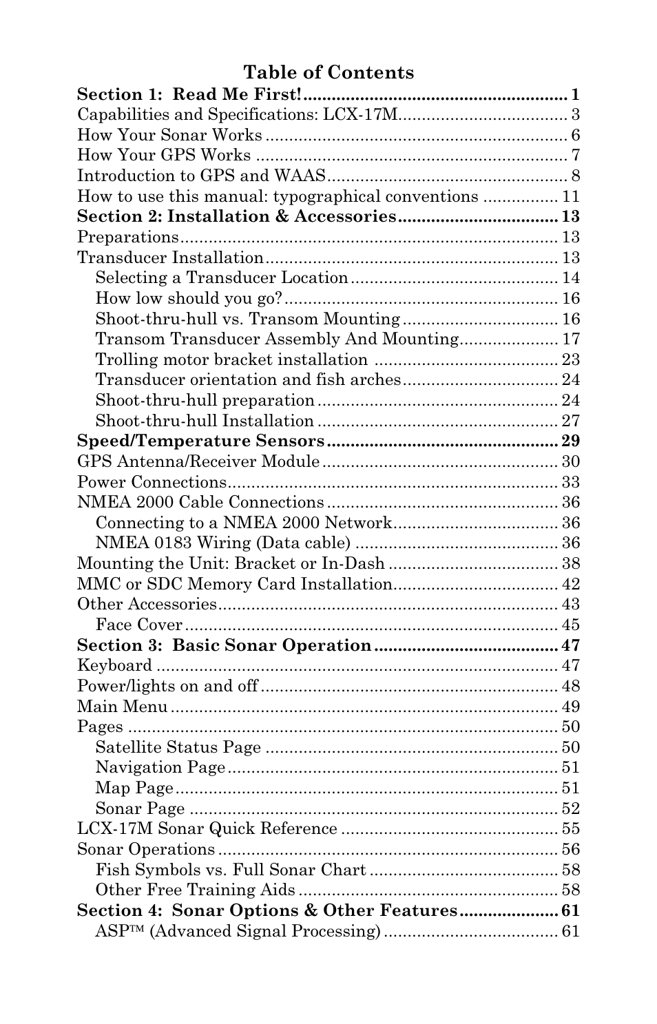 Lowrance electronic LCX-17M User Manual | Page 3 / 204