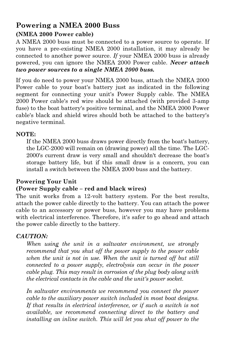 Powering a nmea 2000 buss | Lowrance electronic LCX-17M User Manual | Page 42 / 204