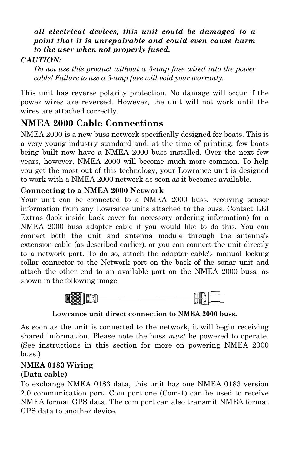 Nmea 2000 cable connections | Lowrance electronic LCX-17M User Manual | Page 44 / 204