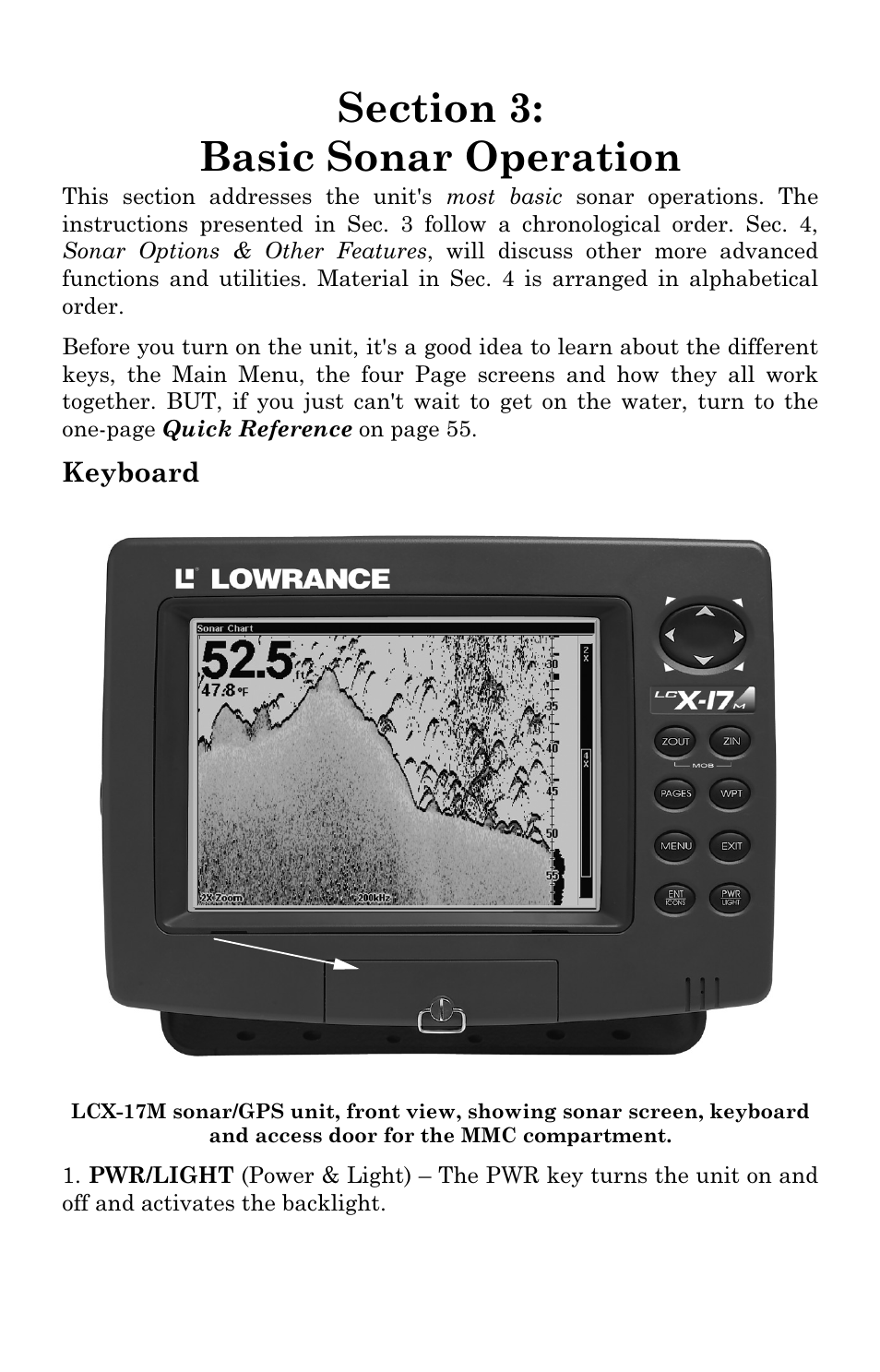 Keyboard | Lowrance electronic LCX-17M User Manual | Page 55 / 204