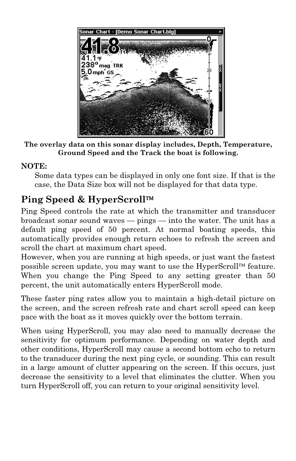 Ping speed & hyperscroll | Lowrance electronic LCX-17M User Manual | Page 86 / 204