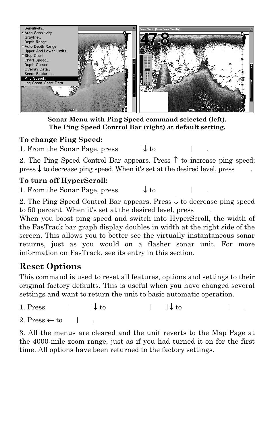 Reset options | Lowrance electronic LCX-17M User Manual | Page 87 / 204