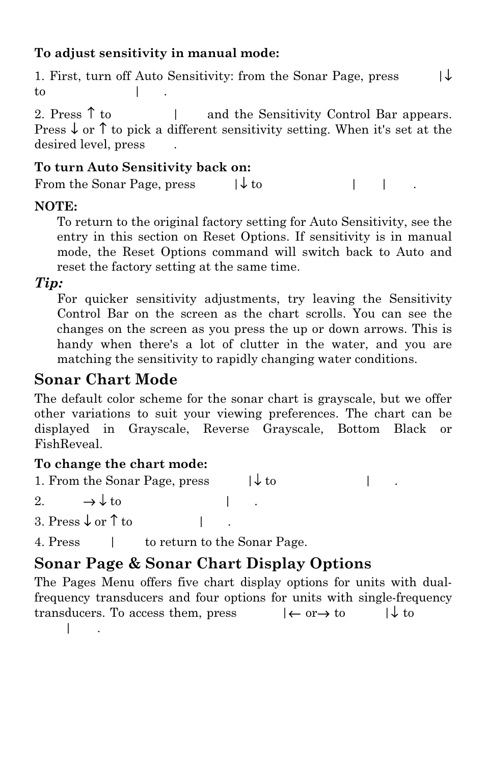 Sonar chart mode, Sonar page & sonar chart display options | Lowrance electronic LCX-17M User Manual | Page 91 / 204