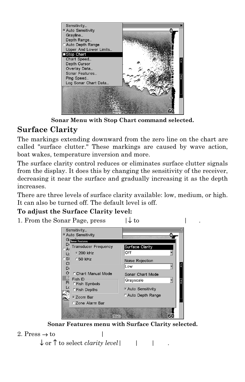 Surface clarity | Lowrance electronic LCX-17M User Manual | Page 99 / 204